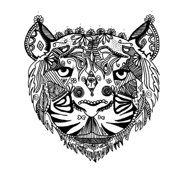 Coloriage Adulte Tigre Zentangle Par Alice - Adulte à imprimer